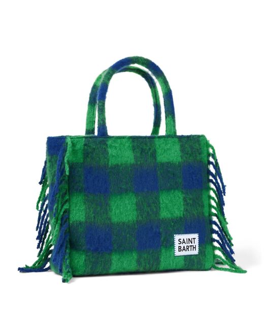 Mc2 Saint Barth Green Vanity Blanket Shoulder Bag With And Check