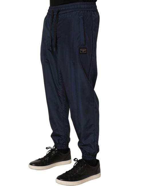 Dolce & Gabbana Blue Dark Polyester Jogger Sweatpants Pants for men
