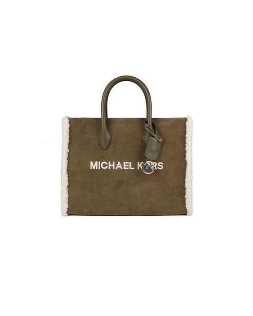Michael Kors Brown Tote Bag Suede Tote-Bags
