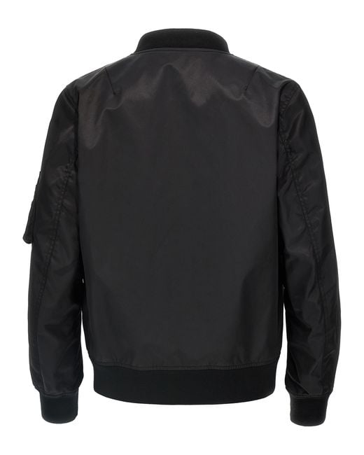 Valentino Garavani Black Logo Bomber Jacket Polyamide Down Jacket, Parka, Casual for men