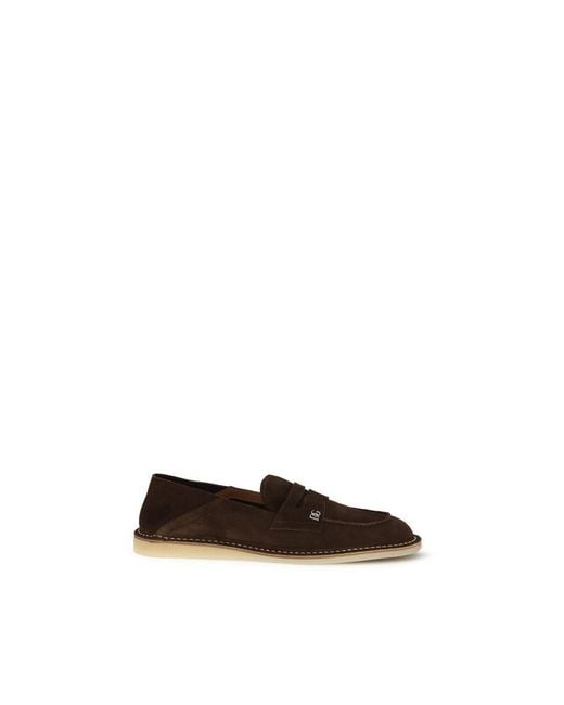 Dolce & Gabbana Brown Calf Leather Bos Taurus Slip for men