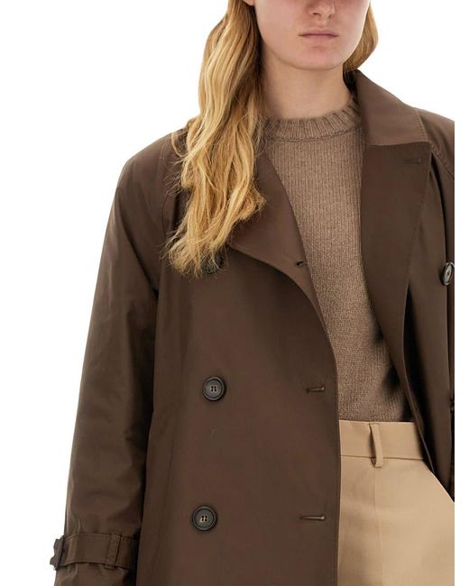 Max Mara Brown Double-Breasted Trench Coat The Cube
