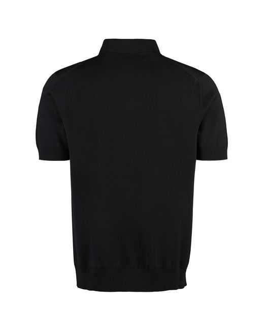 Dolce & Gabbana Black Knitted Wool Polo Shirt for men
