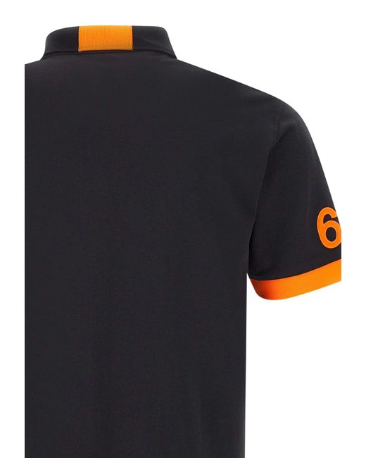 Sun 68 Black Fluo Logo Cotton Polo Shirt for men
