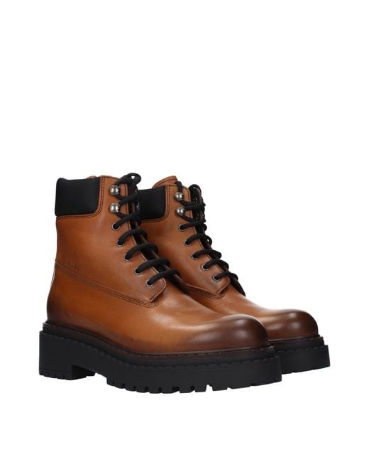 Prada Brown Leather Ankle Boots