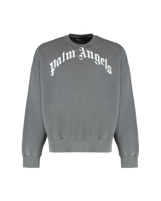 Palm Angels Gray Cotton Sweatshirt With Logo Sweatshirts for men