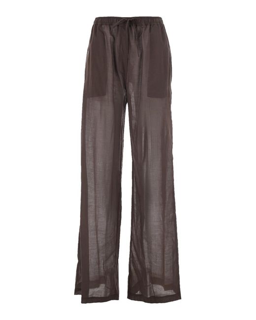 FEDERICA TOSI Brown High-Waisted Cotton Muslin Pants With Pockets For Trousers