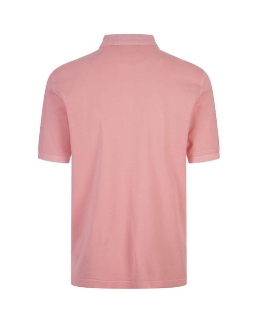 Fedeli Pink Cotton Pique Polo Shirt for men