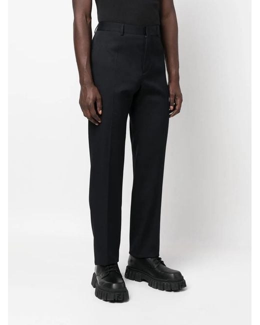 Valentino Blue Pressed-Crease Tailored Trousers for men