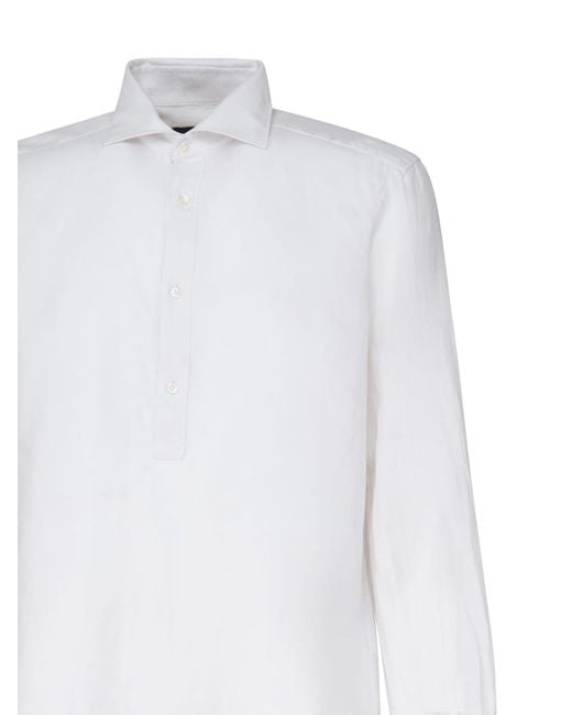 Fay White Polo Shirt With Spread Collar for men