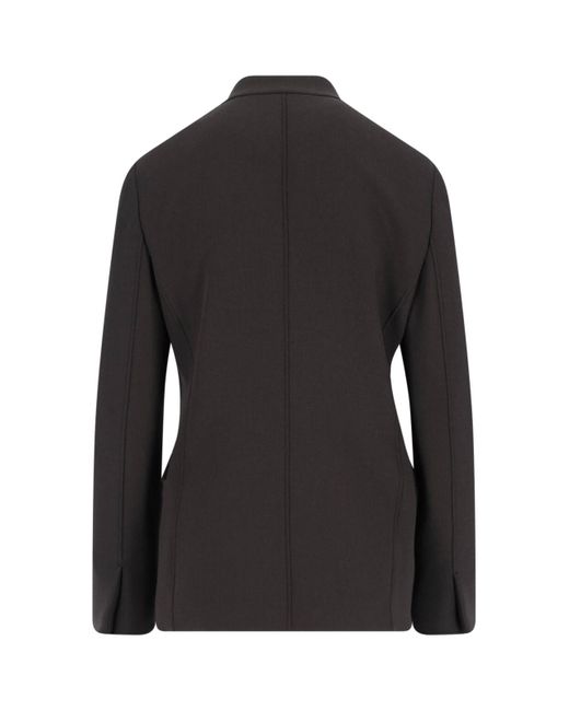 Giorgio Armani Black Double-Breasted Virgin Wool Blazer, Crew Neck