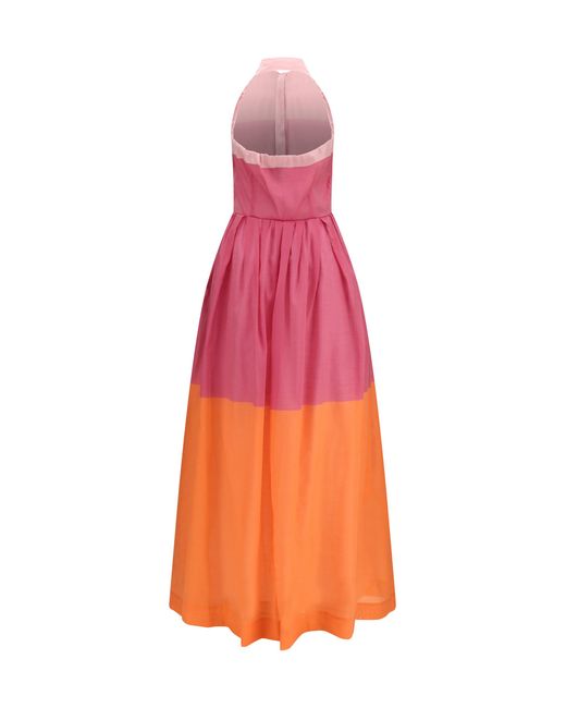 Sara Roka Pink Eglelong Dress Cotton; Silk
