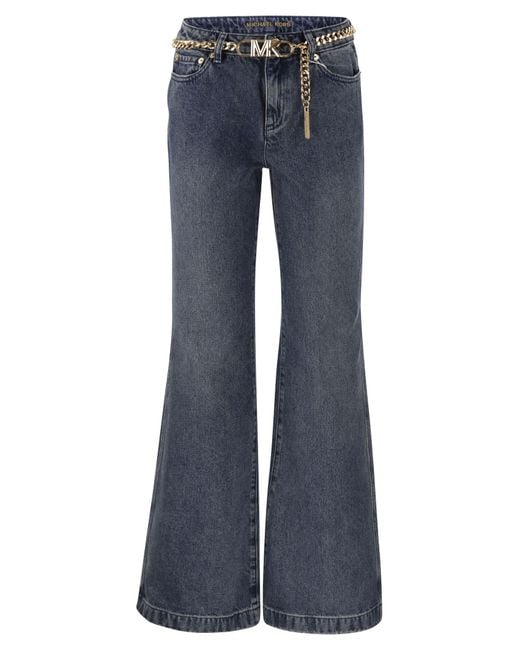 Michael Kors Blue Denim Flair Jeans With Belt