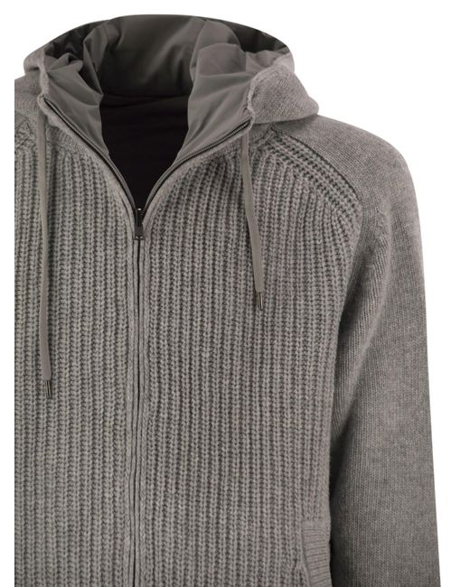Herno Gray Reversible Padded Wool Bomber Jacket for men