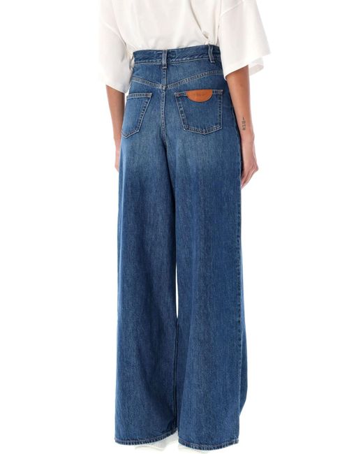 Chloé Blue High-Waist Wide-Leg Denim Jeans