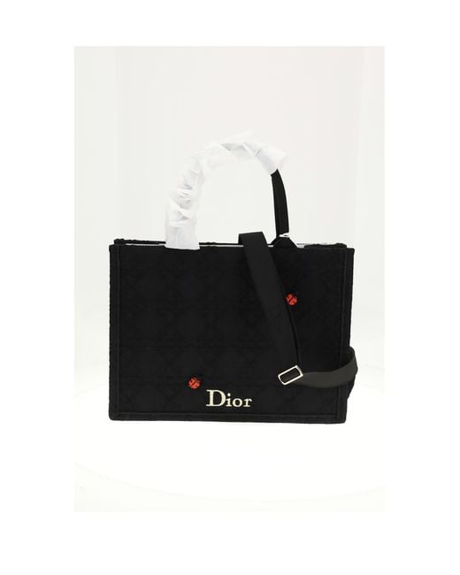 Dior Black Medium Booktote Raffia Cannage Calf Leather (Bos Taurus) Shoulder Bags