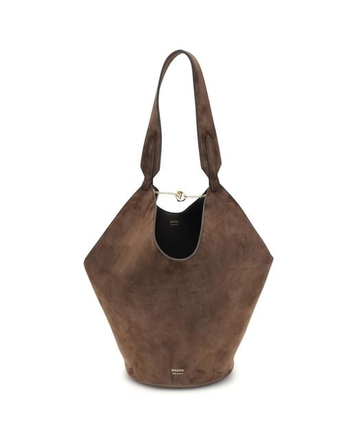 Khaite Brown Lotus Small Shoulder Bag Calf Leather Bos Taurus