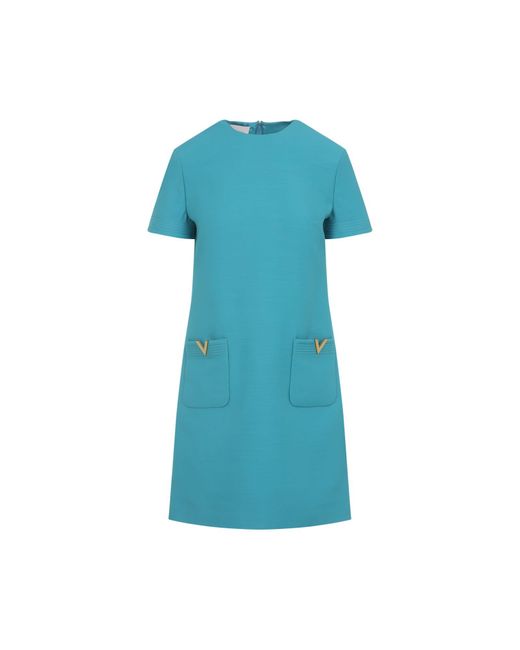 Valentino Blue Virgin Wool Mini Dress