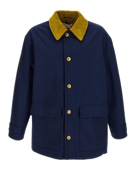 【関税込み】marni Cotton gabardine parka Marni Cotton Gabardine Parka in Blue for Men | Lyst