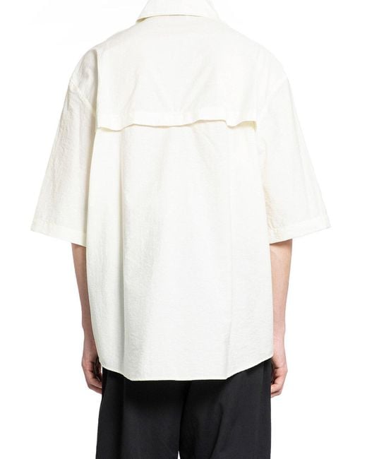 Lemaire White Double Pocket Short-Sleeved Shirt for men