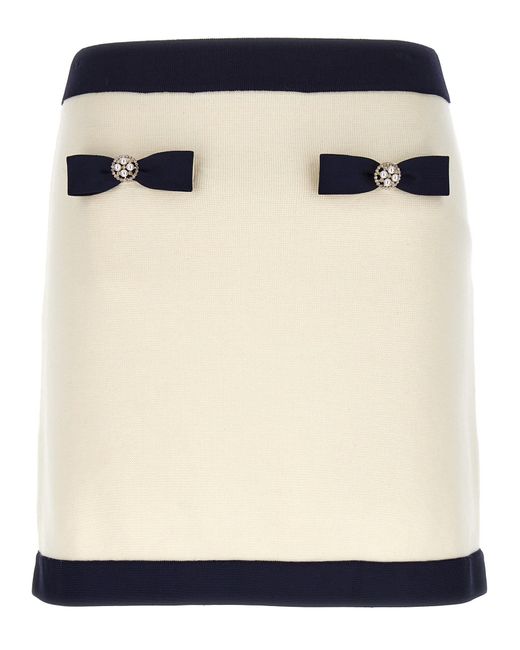 Self-Portrait Black Cream Knit Bow Mini Skirts