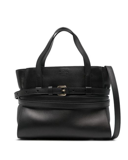 Moschino White Tie Me Small Tote Calfskin Handbags