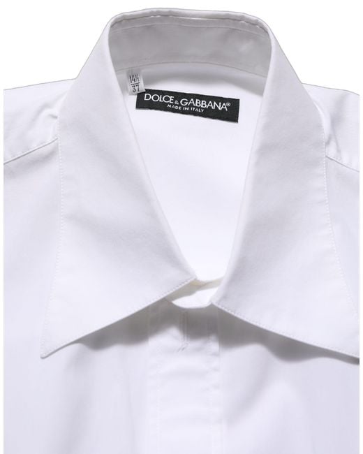 Dolce & Gabbana White Cotton Sleeveless Formal Dress Shirt for men