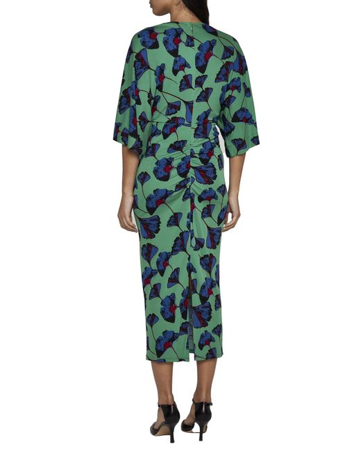 Diane von Furstenberg Green Valerie Print Viscose Dress