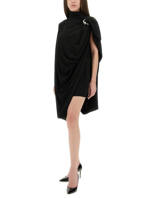 Jean Paul Gaultier Black Draped Dress With Piercings