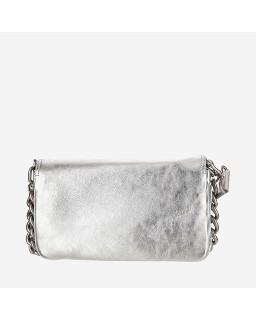 Balenciaga Gray Flap Bag Bb Soft Small Metallic
