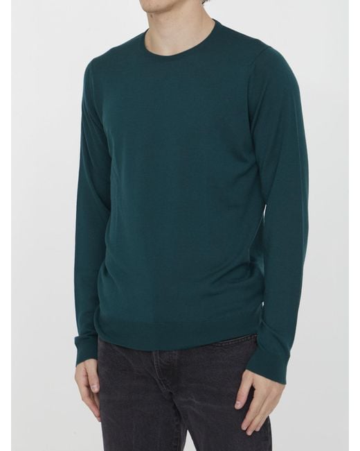 John Smedley Green Merino Jumper for men
