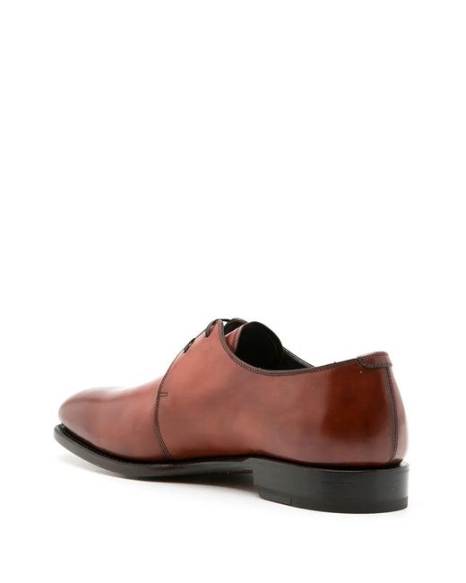 Ferragamo Brown Leather Lace Up Derby Shoes for men