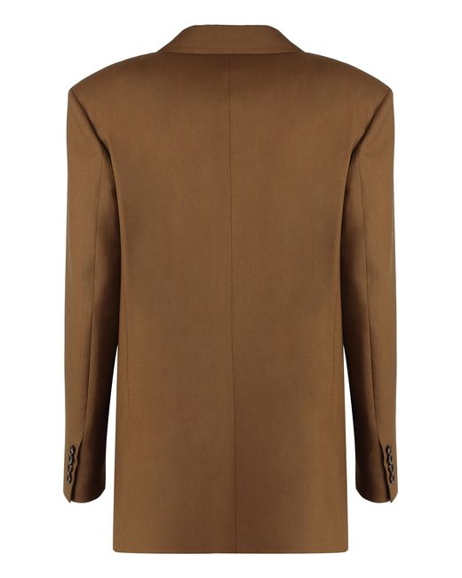 Max Mara Brown Palanca Double-Breasted Blazer Virgin Wool Blazers