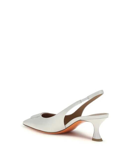 Santoni White Slingback Pumps Taylor Calf Leather
