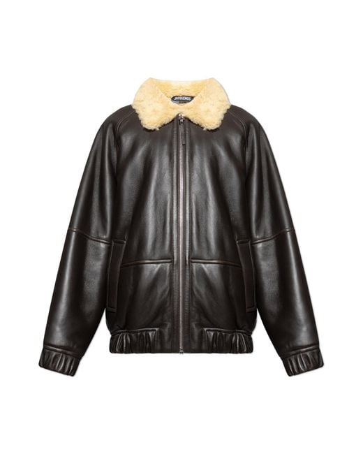 Jacquemus Black Shearling Coat Le Bombardier