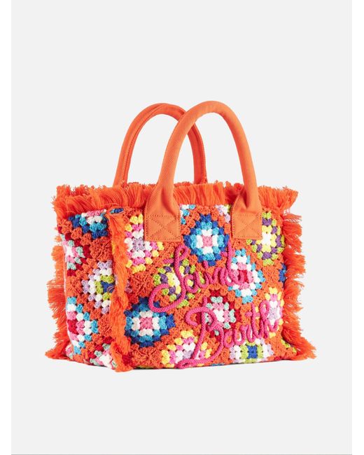 Mc2 Saint Barth Red Vanity Crochet Shoulder Bag With Pattern