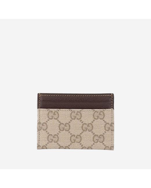 Gucci Brown Card Holder Essence Classic Cotton Wallets & Cardholders for men