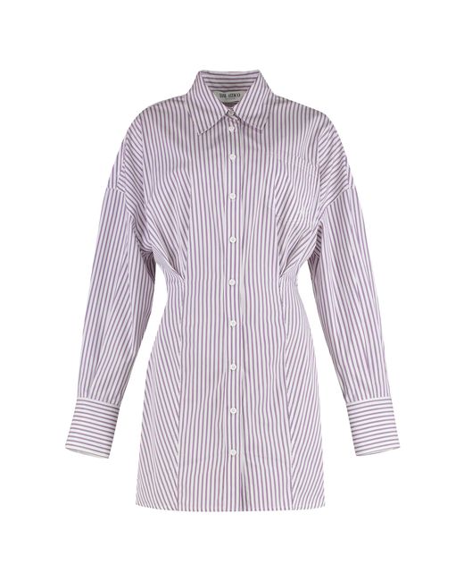 The Attico Purple Striped Cotton Shirtdress Dress