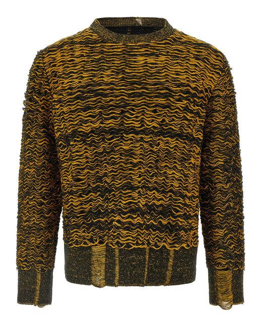 MM6 by Maison Martin Margiela Green Corrugated Texture Sweater for men