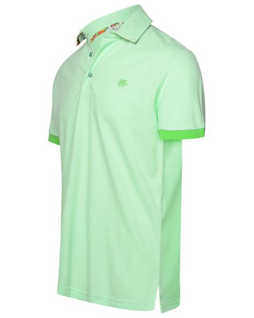 Etro Green Paisley Print Polo Shirt for men