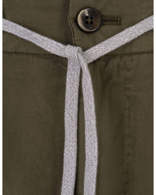 PT01 Green Military Linen Blend Soft Fit Trousers for men