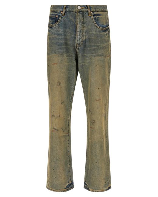 Purple Green P011 Dirty Oil Repair Jeans Cotton for men