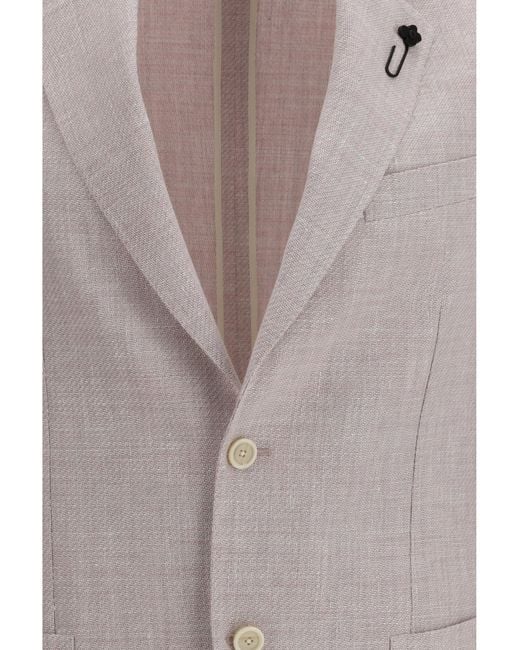Lardini Gray Roma Blazer Fleece Wool; Linen Blazers E Vests for men