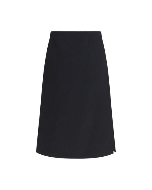 Fendi Blue Wool Oves Aries Midi Skirt