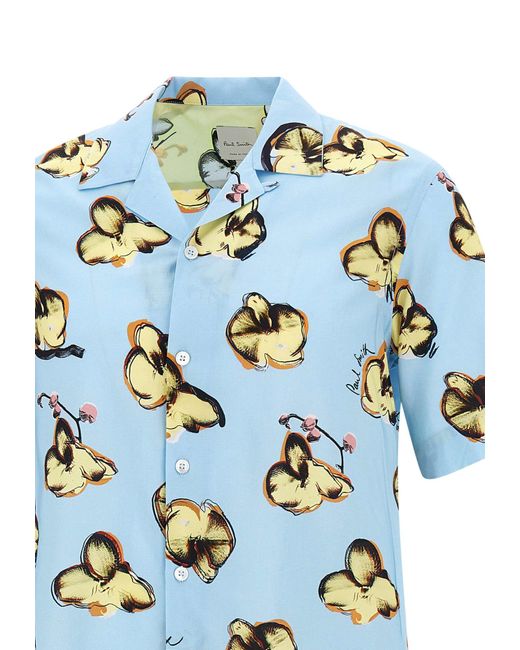 Paul Smith Blue Orchidea Viscose And Cotton Shirt for men
