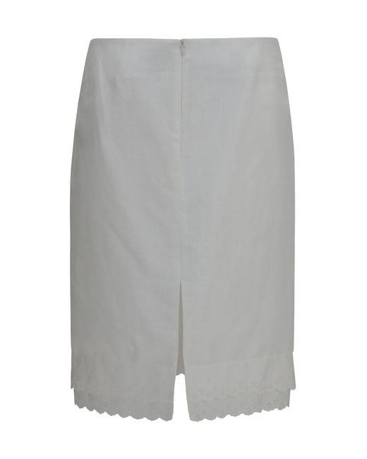 Magda Butrym Gray Embroidered Midi Skirt Cotton; Linen