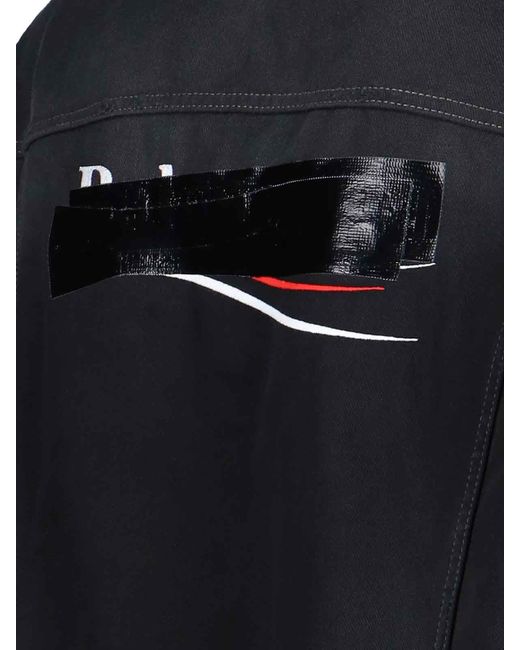 Balenciaga Black 'censored' Logo Denim Jacket for men