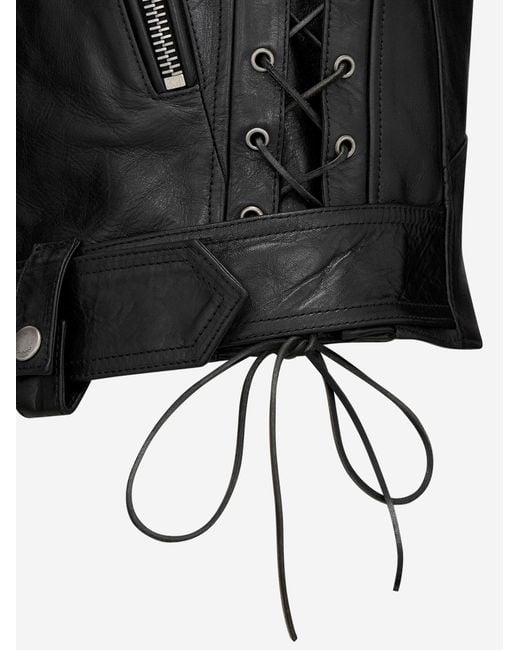 Saint Laurent Black Leather Motorcycle Vest Jacket