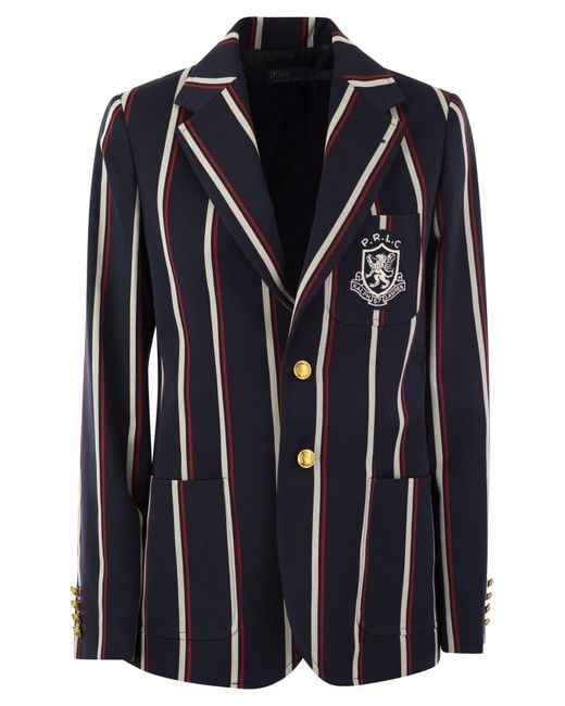 Polo Ralph Lauren Blue Striped Blazer With Crest