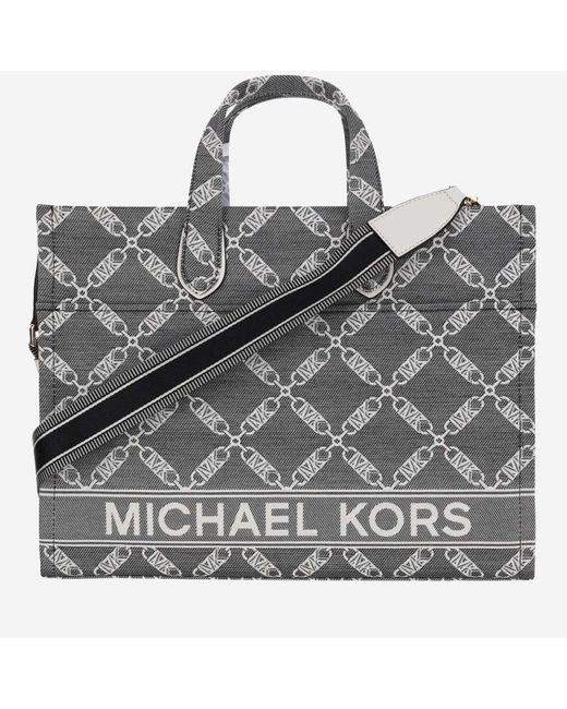 Michael Kors Metallic Gigi Bag Large Cotton Canvas